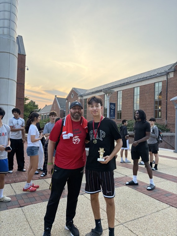 With Coach Tim Respass and the GOAT Award trophy at the Global Squad Summer Program